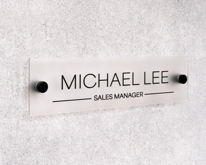 Sign Type: Acrylic Plate, Acrylic Type: Frost, Standoffs Color: Black, Design: Line 1,Font: 2