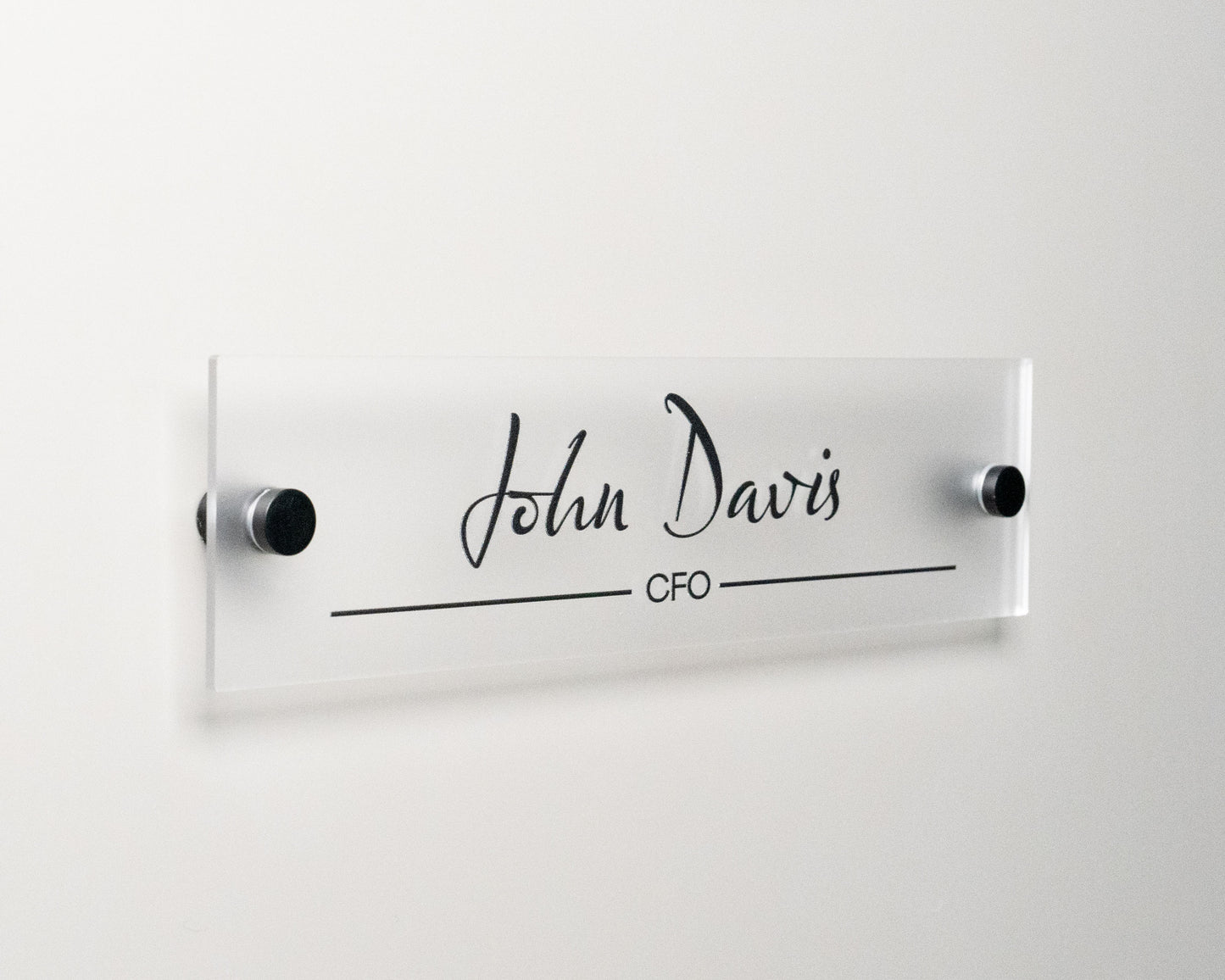 Sign Type: Acrylic Plate, Acrylic Type: Frost, Standoffs Color: Black, Design: Line 1,Font: 3