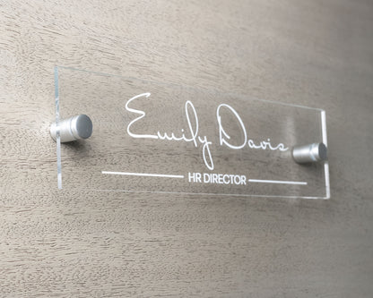 Sign Type: Acrylic Plate, Acrylic Type: Clear, Standoffs Color: Silver, Design: Line 1,Font: 1